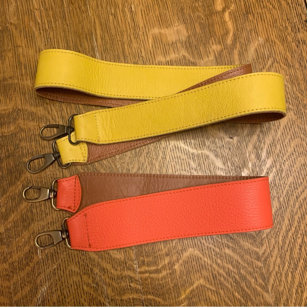 Colorful Leather Bag Straps Gold/Yellow Peach/Orange Full Shoulder Length